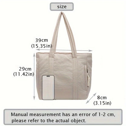 New Women's Tote Bag Large Capacity Soft Casual Shoulder Bags Nylon Zipper Handbag Commuting Bag Shopping