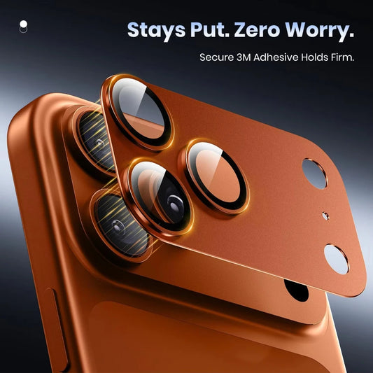NNBILI iPhone 17 Pro Max Camera Lens Guard – Strong Adsorption, 9H+ Tempered Glass, Full Metal Protection