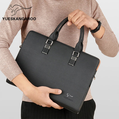 High-Quality PU Leather Briefcase for Men – Laptop Bag, File Organizer, Shoulder & Hand Carry