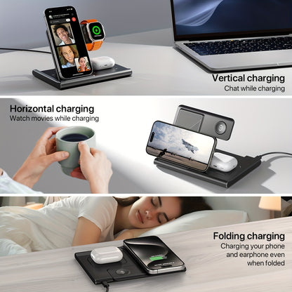 3-in-1 Foldable Fast Wireless Charging Station – Power Up iPhone, iWatch & AirPods Anywhere!